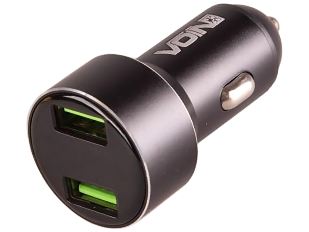 Автомобільний зарядний пристрій VOIN C-31209BK, 2USB (12/24V - 5V 3,1A) + вольтметр