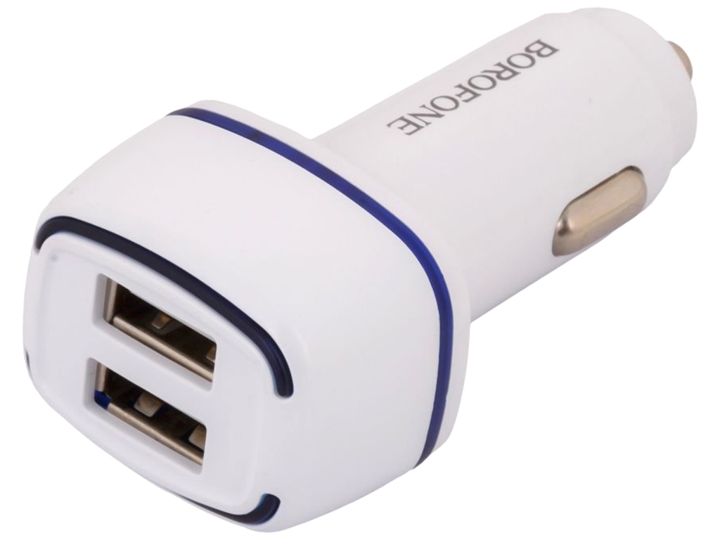 Автомобільний Зарядний Пристрій Borofone BZ14 Micro 2USB 2.4A, Бiлий