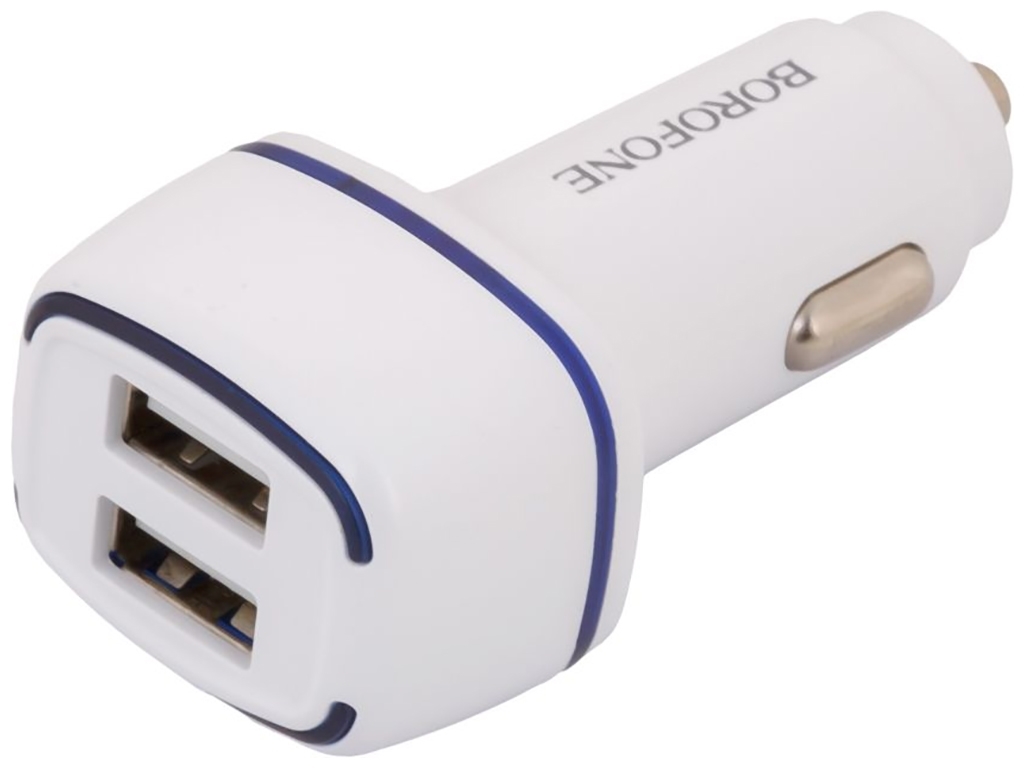 Автомобільний Зарядний Пристрій Borofone BZ14 Type-C 2USB 2.4A, Бiлий
