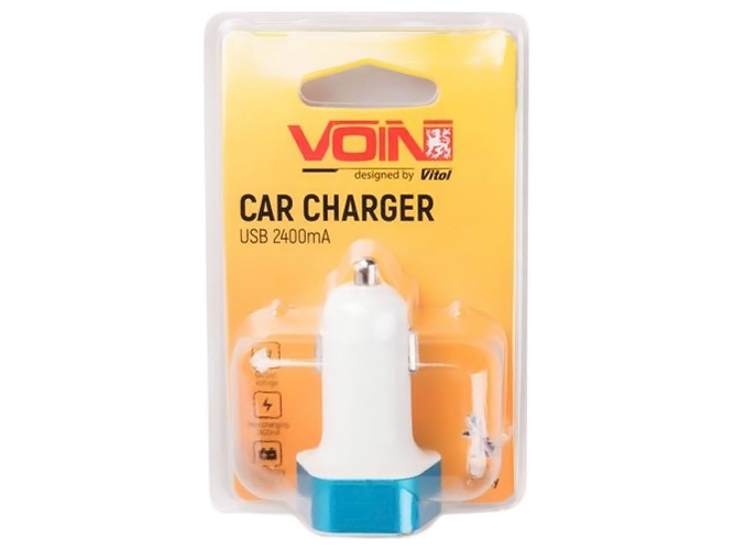 Автомобільний зарядний пристрій VOIN, C-2406, 2USB (12/24V - 5V 2,4A) + вольтметр