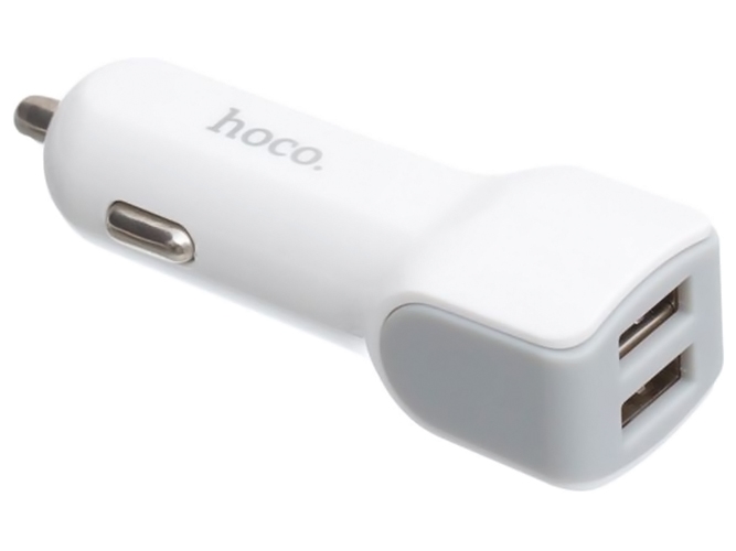 Автомобільний Зарядний Пристрій Hoco Z23 2USB Lightning, Колір Білий