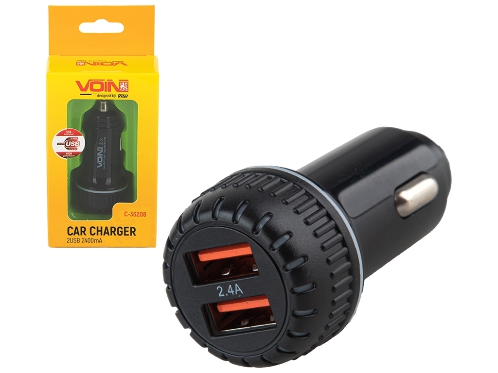 Автомобільний зарядний пристрій VOIN C-36208, 2USB (12/24V - 5V 2,4A)