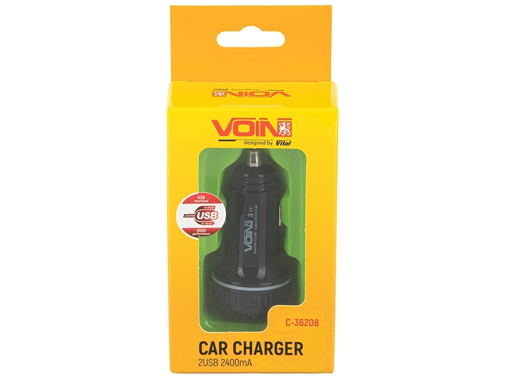 Автомобільний зарядний пристрій VOIN C-36208, 2USB (12/24V - 5V 2,4A)