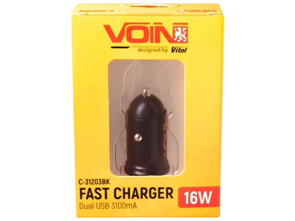 Автомобільний зарядний пристрій VOIN C-31203BK, 2USB (12/24V - 5V 3,1A)
