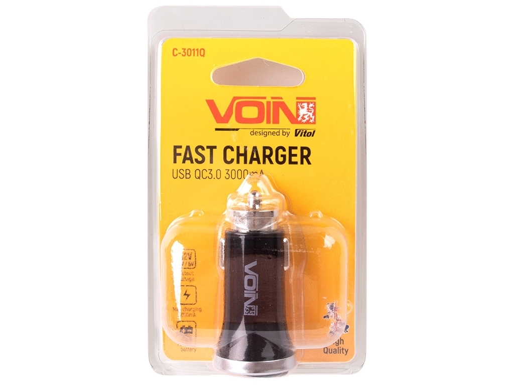 Автомобильное зарядное устройство VOIN C-3011Q 1USB (12/24V - 5V 3A, 9V 2A, 12V 1.5A)