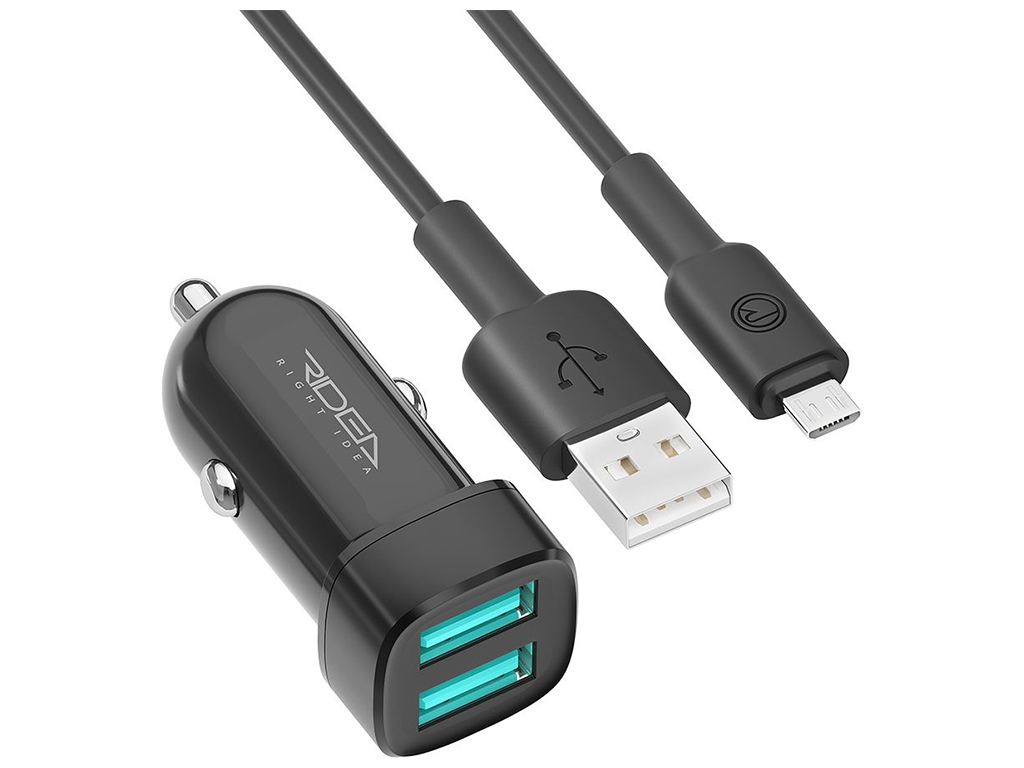 Автомобильное Зарядное Устройство Ridea RCC-21112 Grand Micro 2USB 2.4 A, Черный