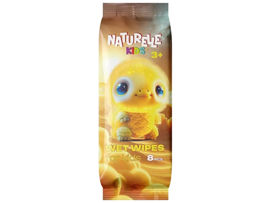 Серветки вологі дитячі Naturelle Kids, без спирту, зі стікером, 110×45×20мм, 8шт