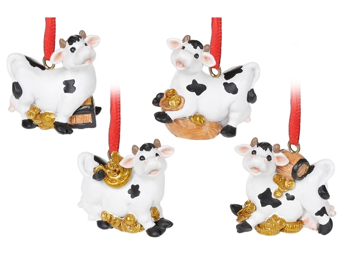 Декоративная подвесная фигурка Корова, 5,5см, 4 дизайна (цена за 1шт)