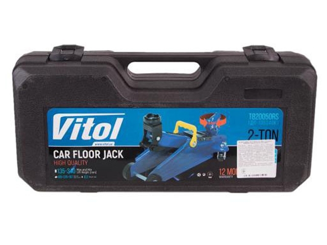 Домкрат гидравлический подкатной Vitol 2т, поворотная ручка, высота подъема 13,5 - 34см (ДП-135340 T