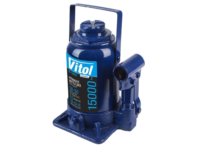 Домкрат гидравлический телескоп Vitol 15т, высота подъема 18,5 - 35см, 6кг (DB-15002H/JX107S)
