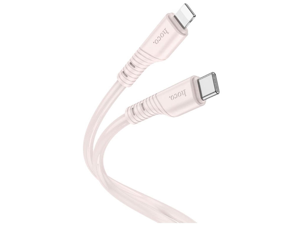 Кабель Hoco X97 Crystal color PD20W Silicone Type C to Lightning, Рожевий