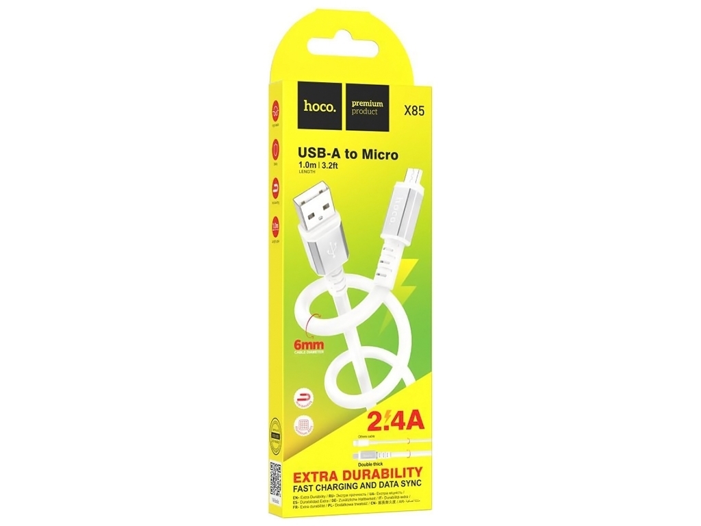 Кабель USB Hoco X85 Micro, Білий