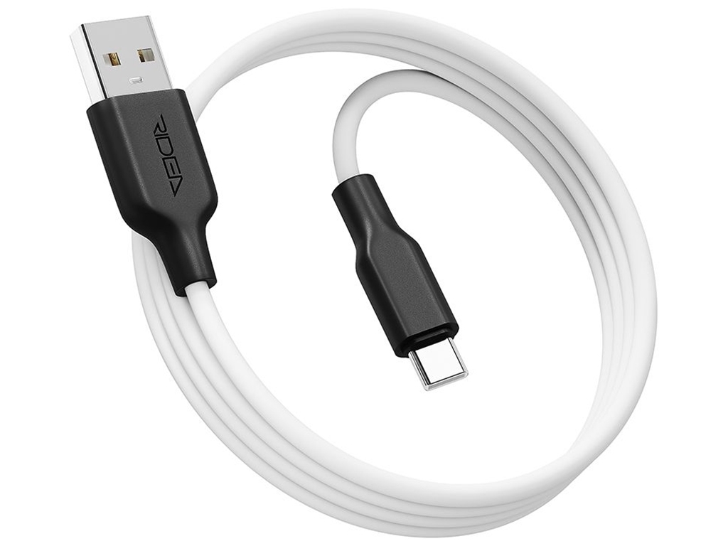Кабель USB Ridea RC-M124 Soft Silico Type-C 3A, Бело-Чёрный