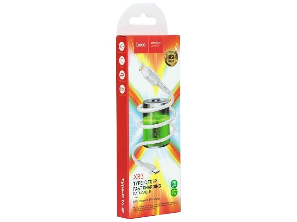Кабель USB Hoco X83 PD Type-C to Lightning, Белый