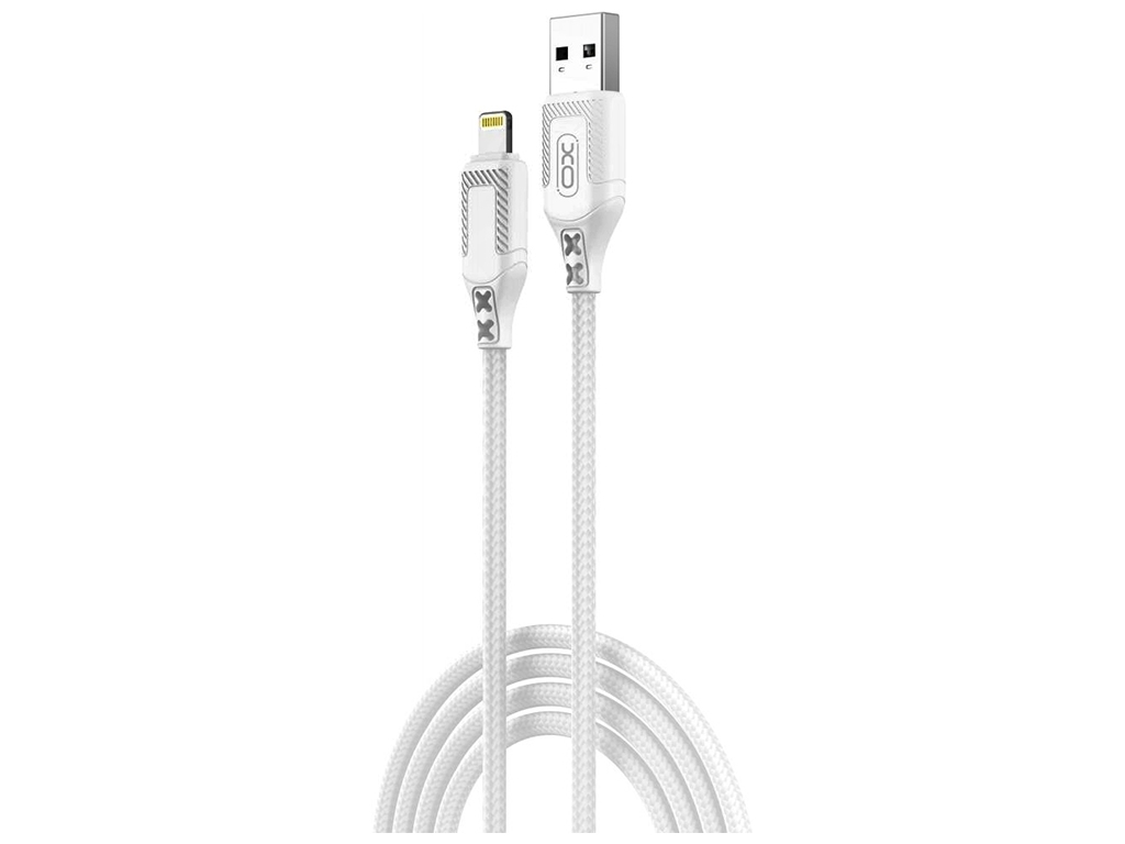 Кабель USB XO NB235 Zebra series Braided 2.4A Lightning, Белый