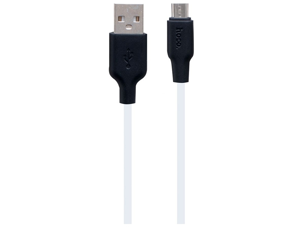Кабель USB Hoco X21 Plus Silicone Micro, Чорно-Білий