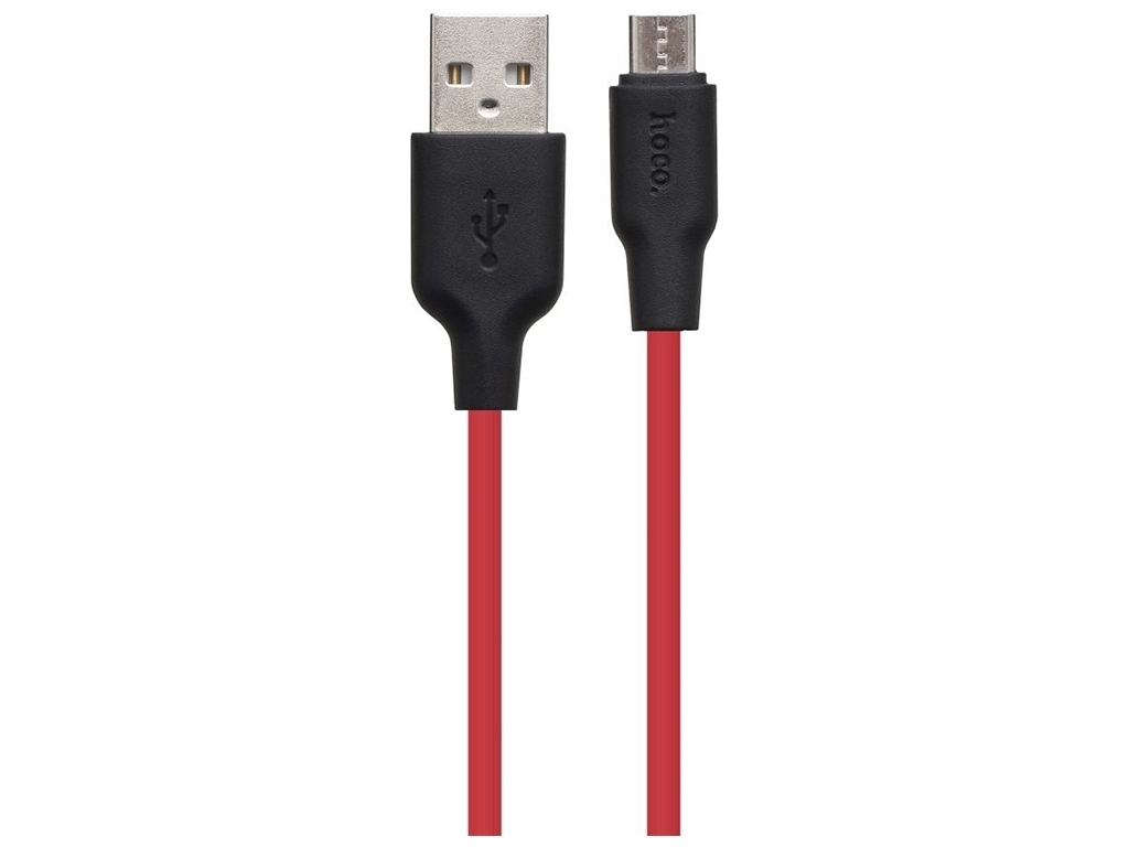 Кабель USB Hoco X21 Plus Silicone Micro 0.25m, Чорно-Червоний
