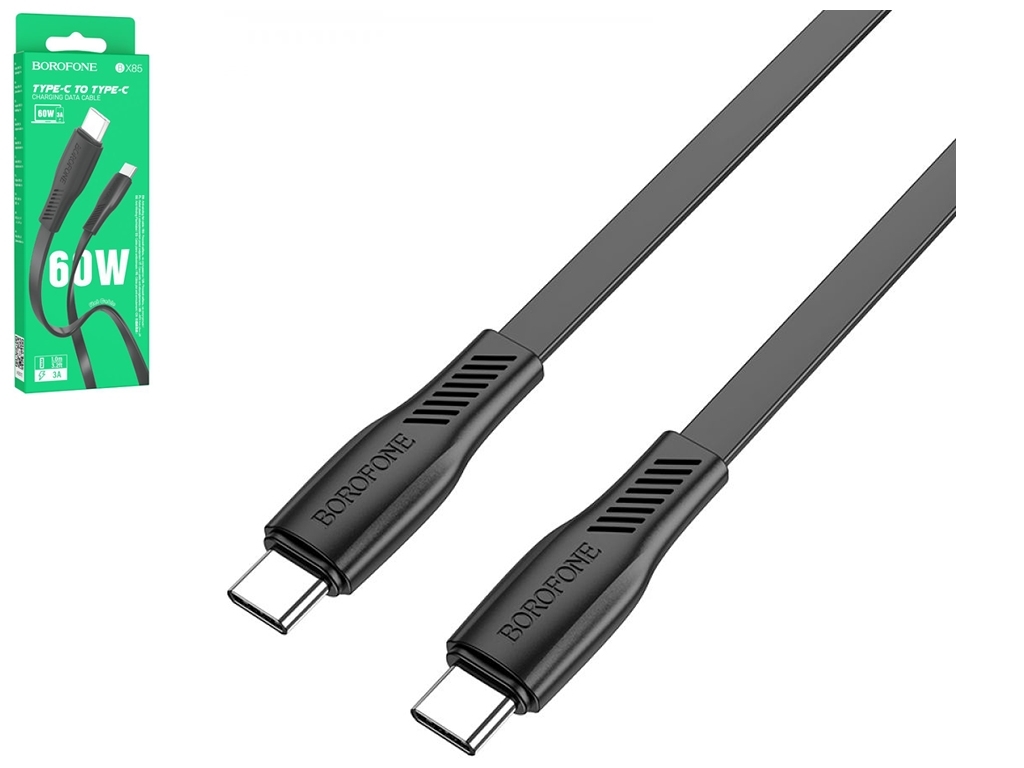 Кабель USB Borofone BX85 60W (20V/3A) Type-C to Type-C, Чорний