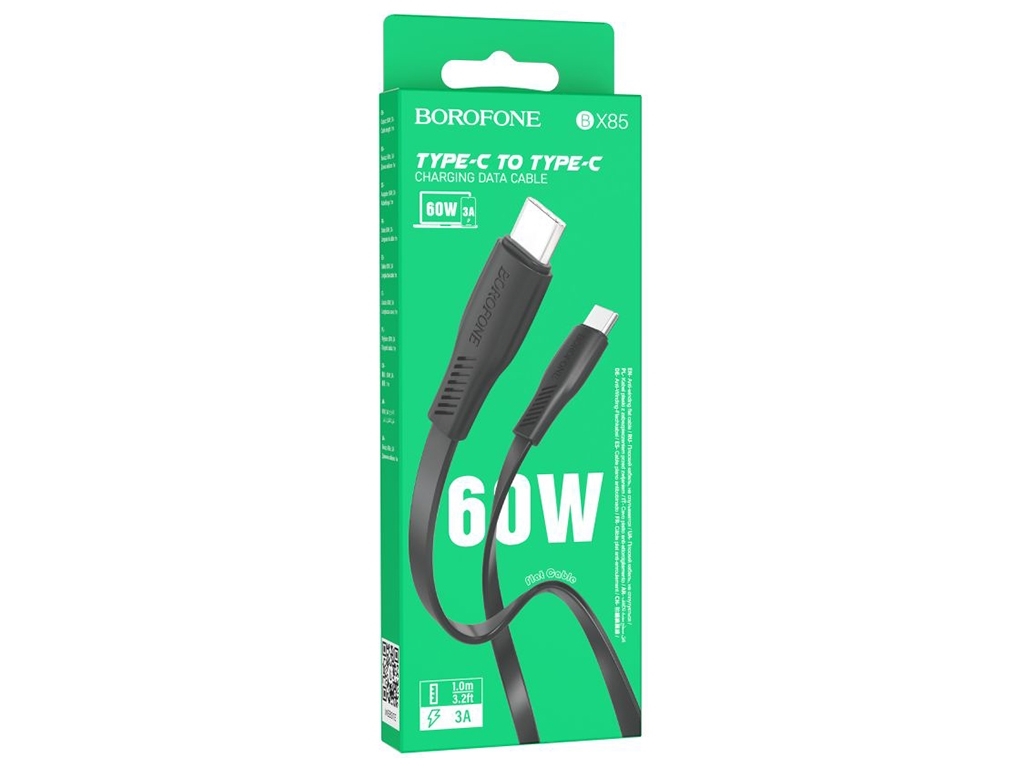 Кабель USB Borofone BX85 60W (20V/3A) Type-C to Type-C, Чорний