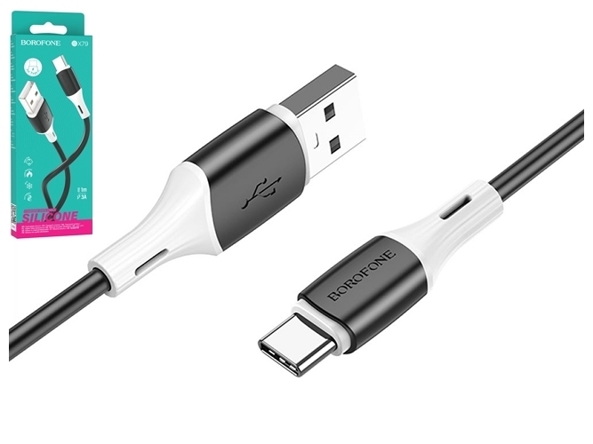 Кабель USB Borofone BX79 Silicone Type-C 3A, Чорний