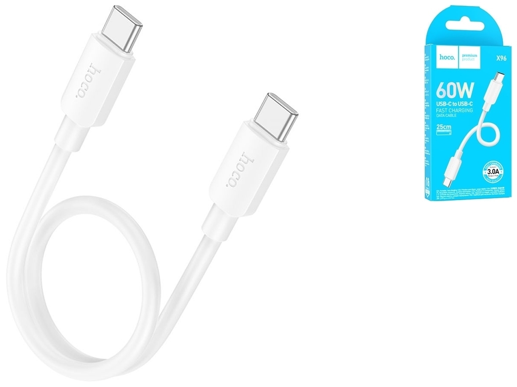 Кабель USB Hoco X96 Hyper 60W Type-C to Type-C 0.25m Колір Бiлий