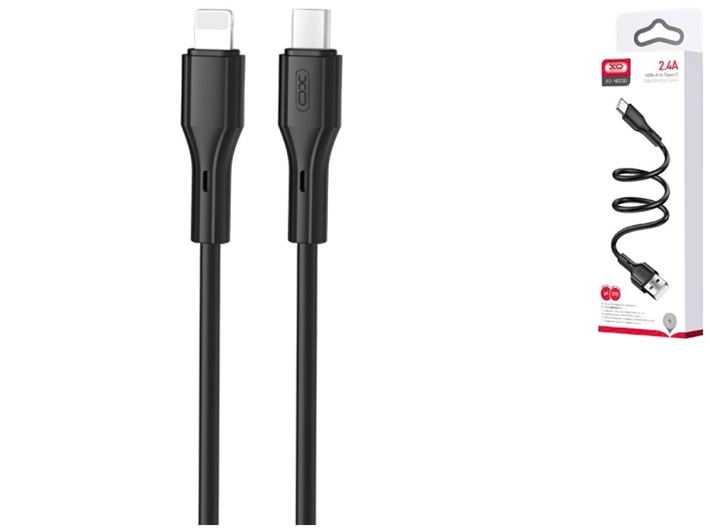 Кабель USB XO NB230 Rock Series Lightning 2.4A, Чёрный