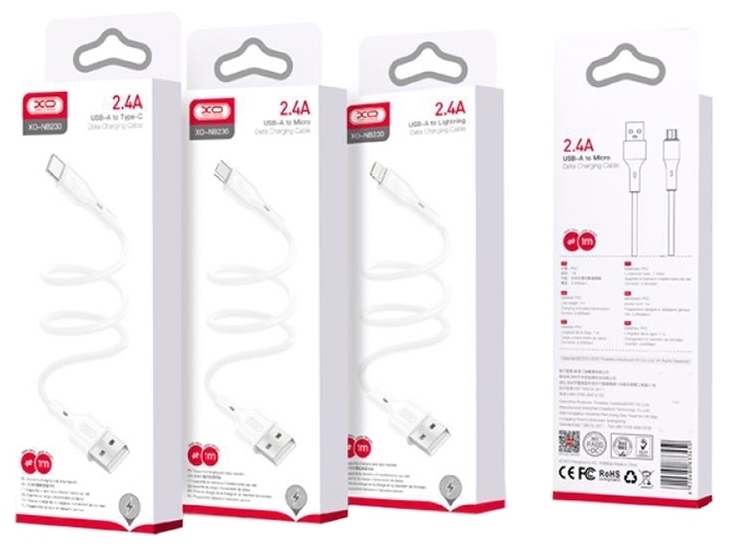 Кабель USB XO NB230 Rock Series Micro 2.4A Цвет Белый