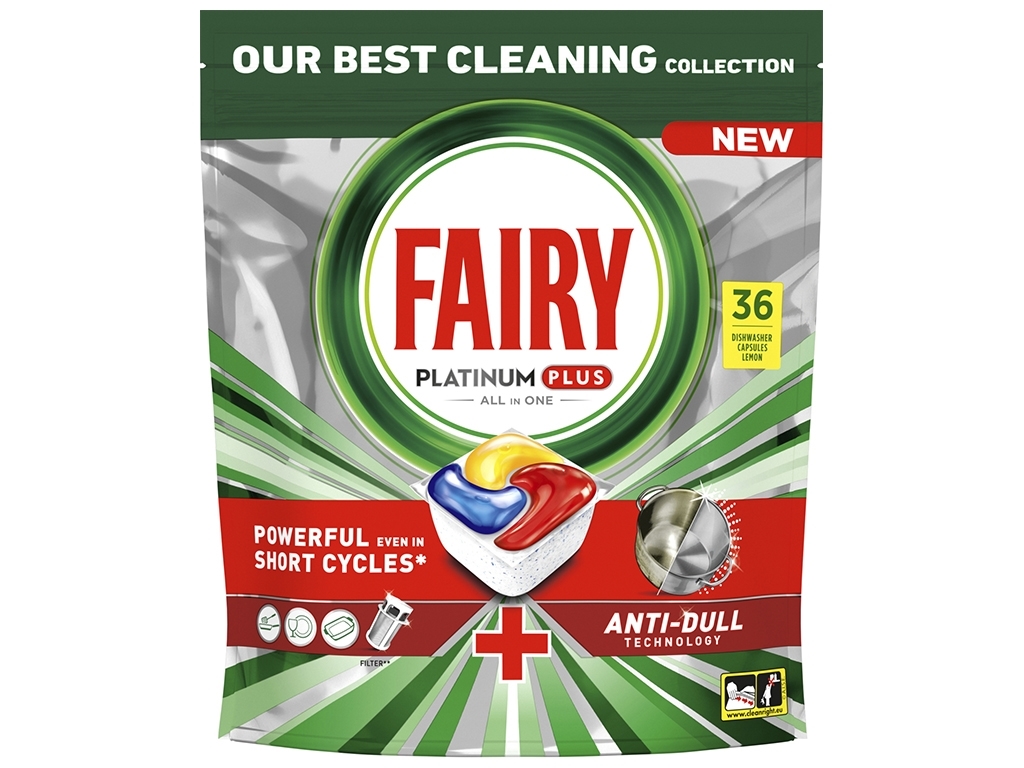 Капсулы для посудомоечных машин Fairy Platinum Plus All in One Lemon, 36шт
