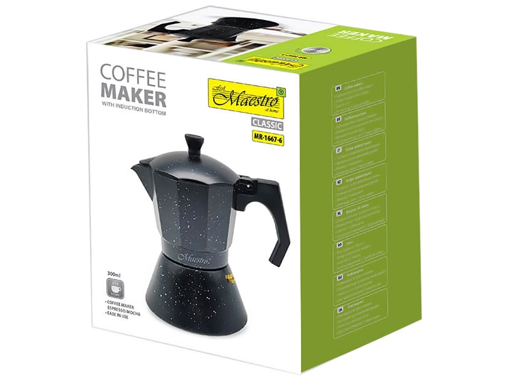 Кофеварка Espresso Moka Maestro, алюминиева, индукционное дно, 300мл
