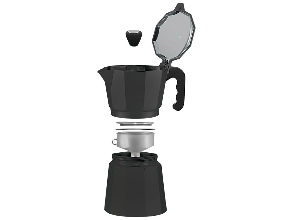 Кавоварка Maestro Espresso Moka, алюмінієва, чорна, 450мл