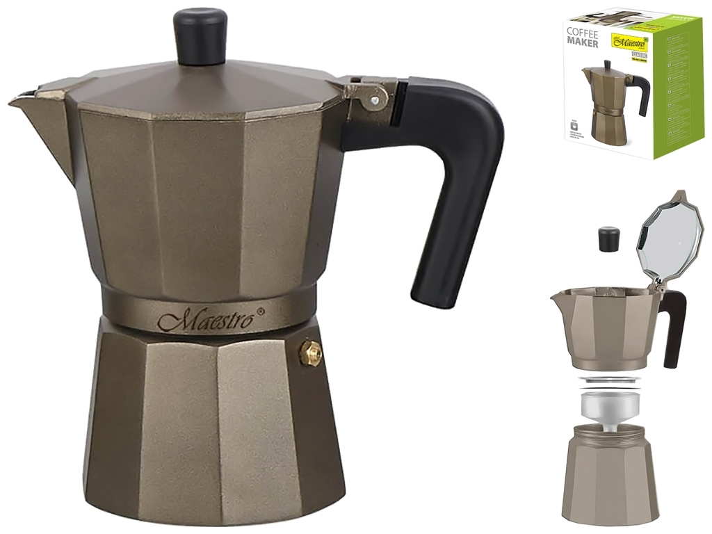 Кавоварка Maestro Espresso Moka, алюмінієва, коричнева, 300мл
