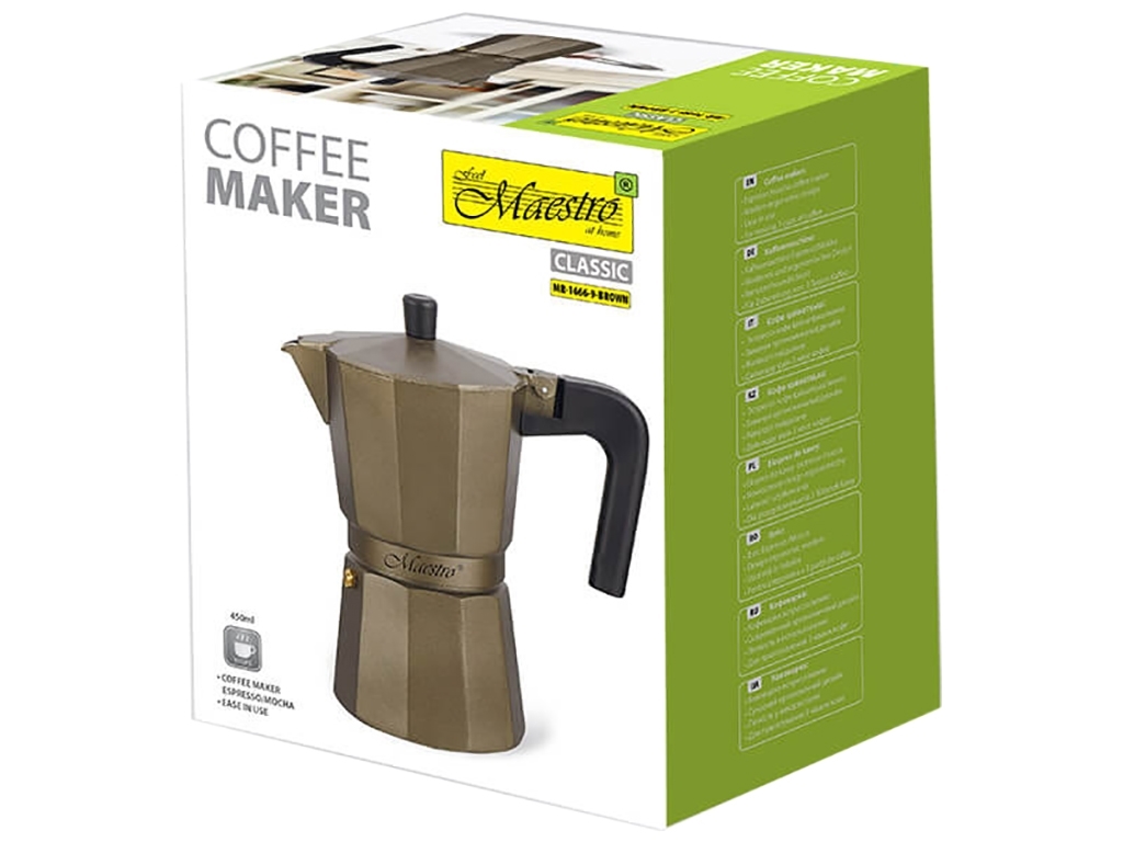 Кавоварка Maestro Espresso Moka, алюмінієва, коричнева, 450мл