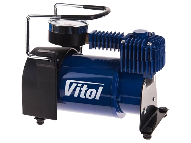 Компрессор Vitol K-55 с дефлятором и клеммами (150psi, 23Amp, 50л, шланг 5м)