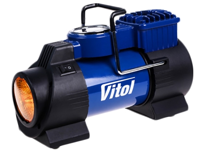 Компресор Vitol K-60 з прикурювачем та ліхтарем (150psi, 15Amp, 40л)