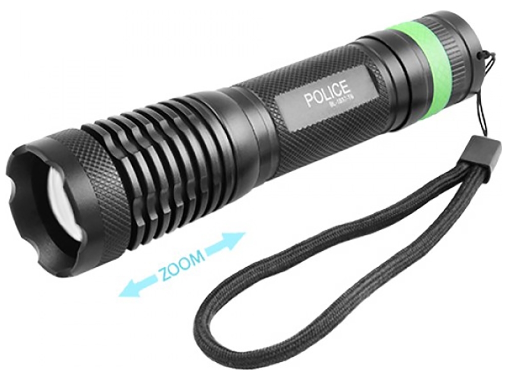Фонарь диодный Police 1837-T6 1x18650/3xAAA, ЗУ 220V/12V, zoom, коробка