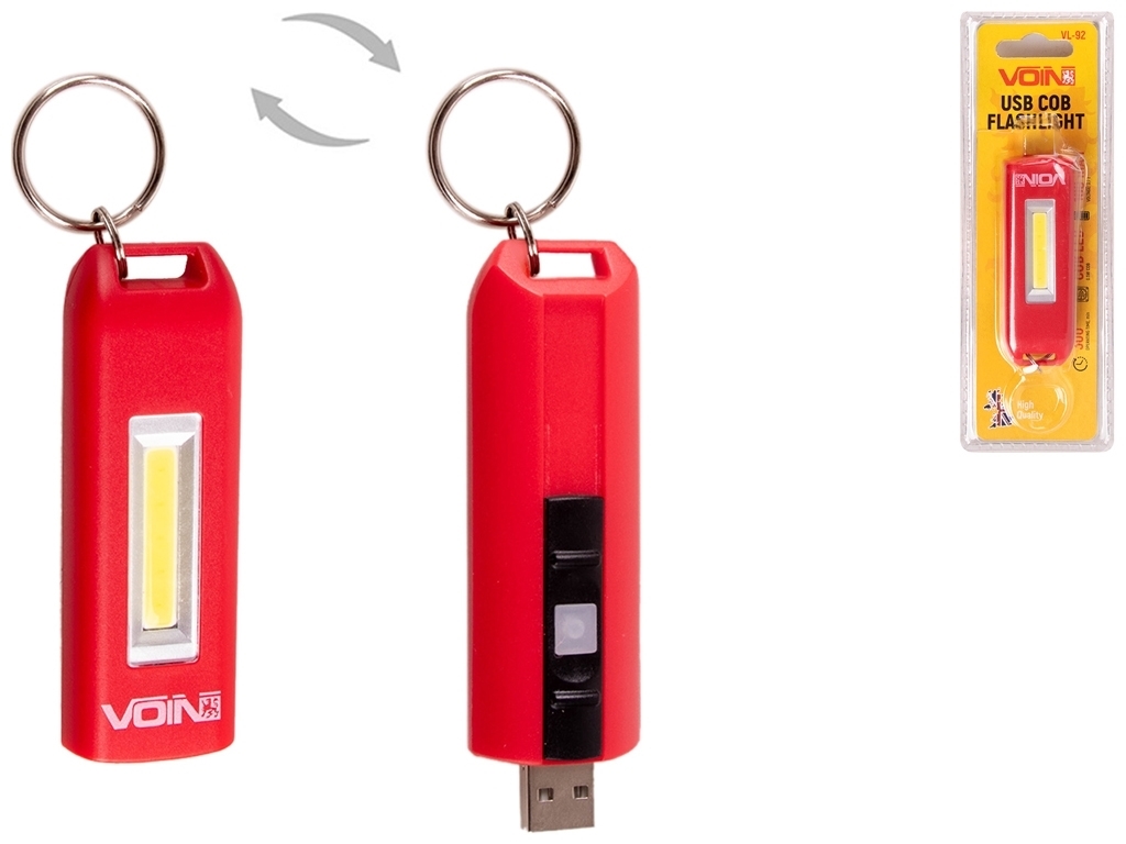 Ліхтарик-брелок VOIN VL-92, 0,5W-COB АКБ100mAh