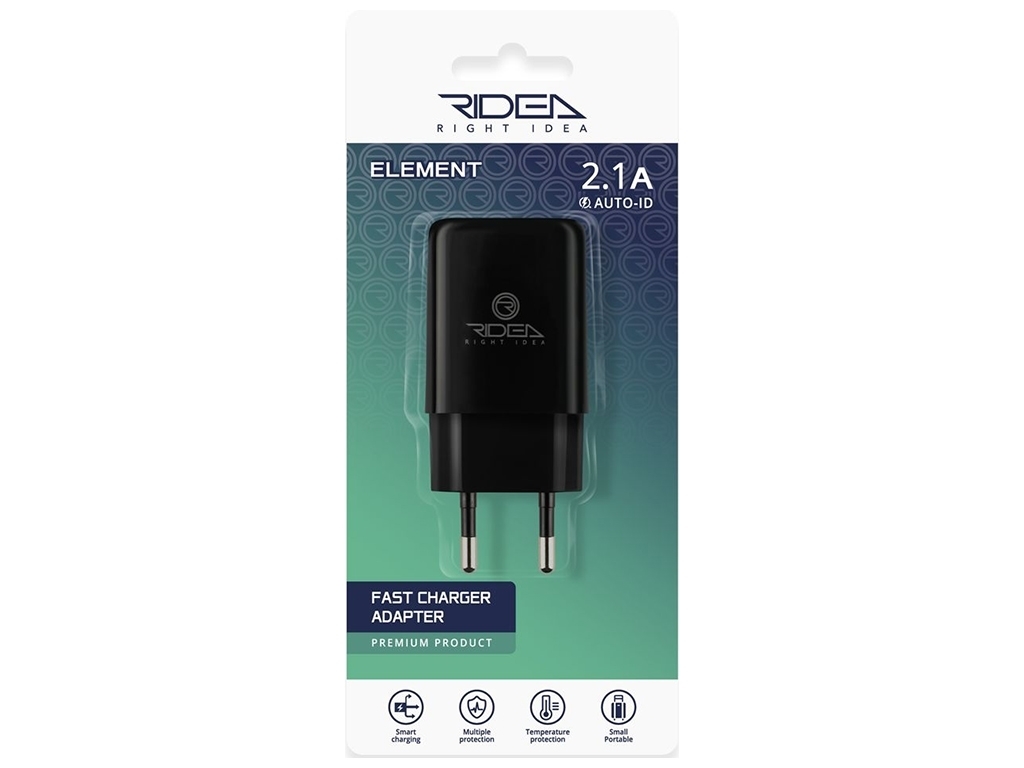 Сетевое Зарядное Устройство Ridea RW-11011 Element 2.1 A Черный