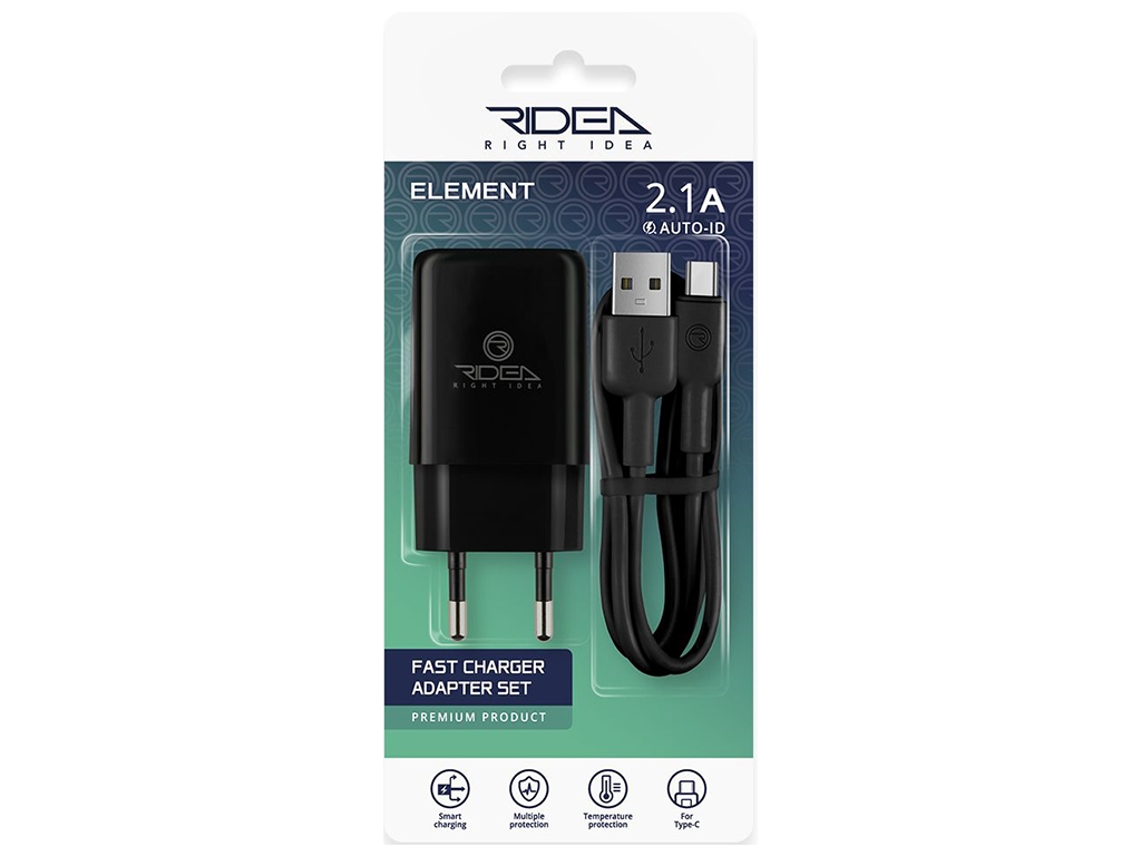 Сетевое Зарядное Устройство Ridea RW-11211 Element Type-C 2.1 A Черный