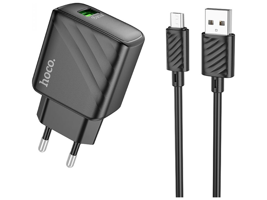 Мережевий Зарядний Пристрій Hoco CS21A 1USB QC 18W+USB to Micro Колір Чорний