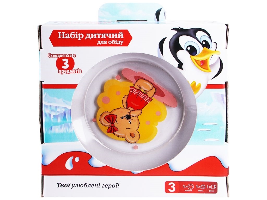 Набор детской посуды (тарелка, пиала, чашка) Мишки (цена за набор 3 предмета)