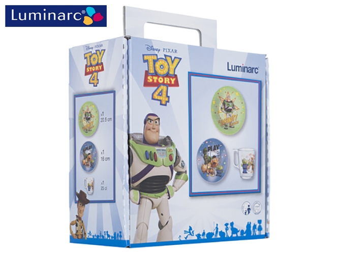 Набір посуду дитячого скляного Luminarc "Disney Toy Story" 3 пред. (тарілка, салатник, чашка) 03280