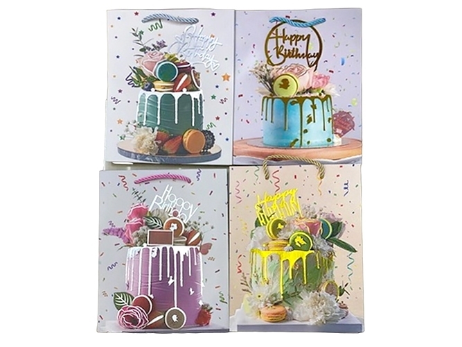 Пакет подарунковий паперовий Happy Birthday L, 31x41x12см