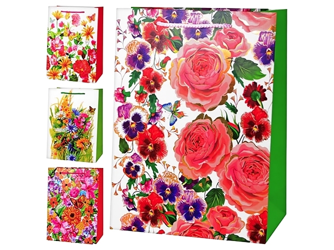 Пакет подарочный бумажный L Flowers, 31x42x12см