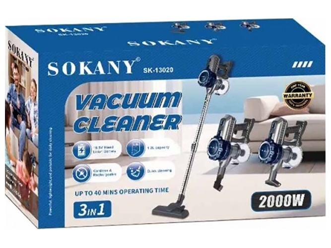 Пилосос бездротовий Sokany 3в1, 1,2л, 2000W