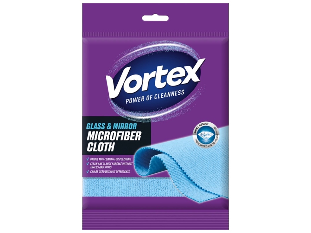 Серветка з мікрофібри Vortex для скла та дзеркал, 35х35см, 1шт