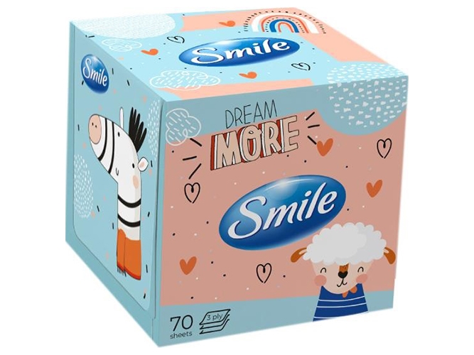 Салфетки косметические Smile, 70 листов, 3 слоя, белые