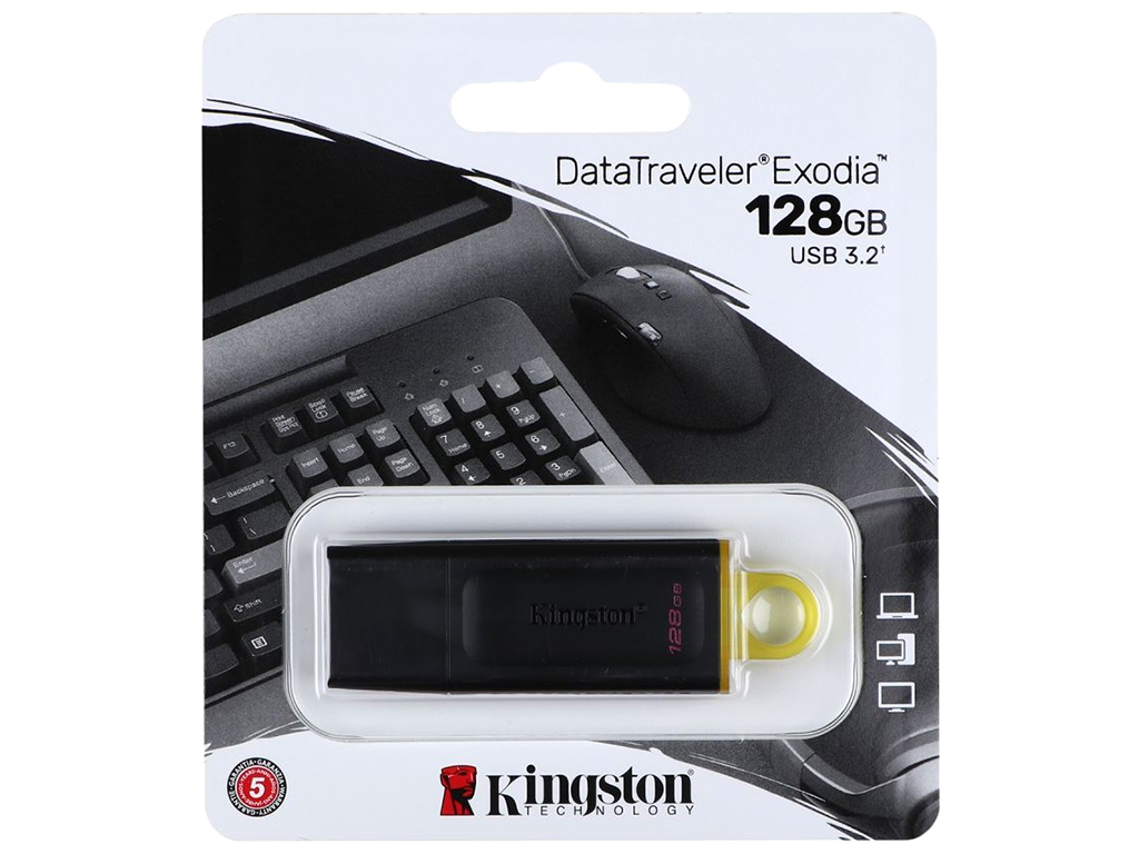 USB флеш-накопитель 3.2 Kingston DT Exodia 128GB, Black/Yellow