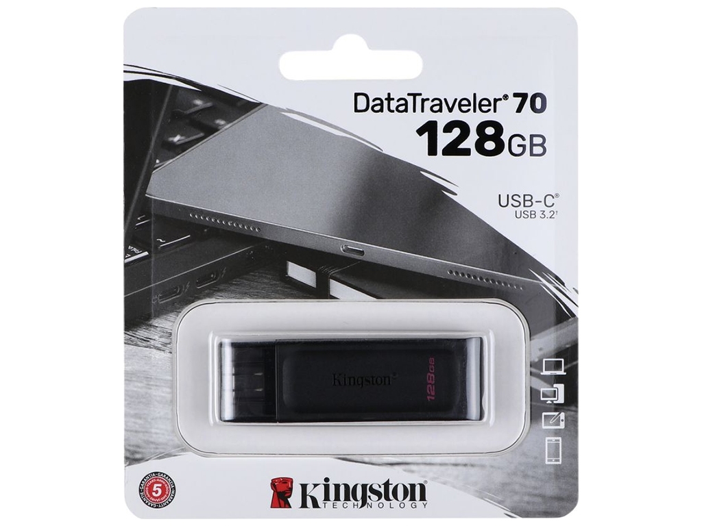 USB флеш-накопитель 3.2 Kingston DT 70 Type C 128Gb, Black