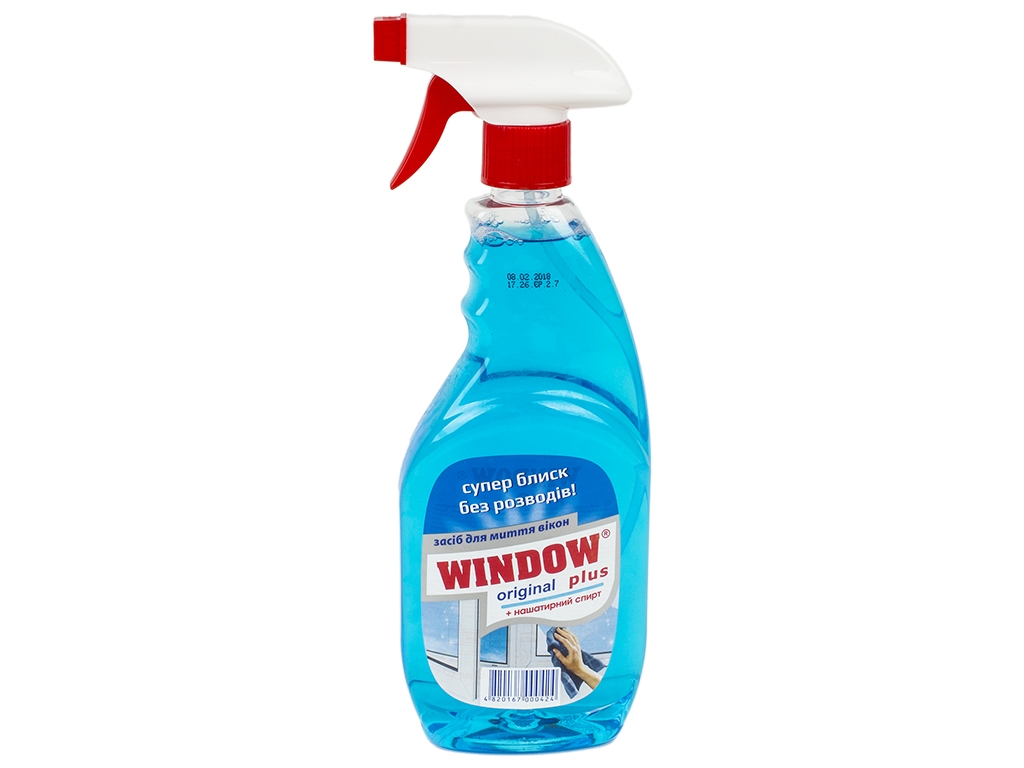 Засіб для миття вікон Window "Original plus" з нашатирним спиртом, з розпилювачем 0,5л (синій)