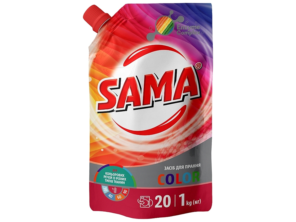 Засіб для прання Sama Color, універсальний, 1л, дой-пак